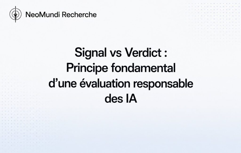 Signal vs Verdict : Principe fondamental d’une évaluation responsable des IA | Référence Gouvernance IA