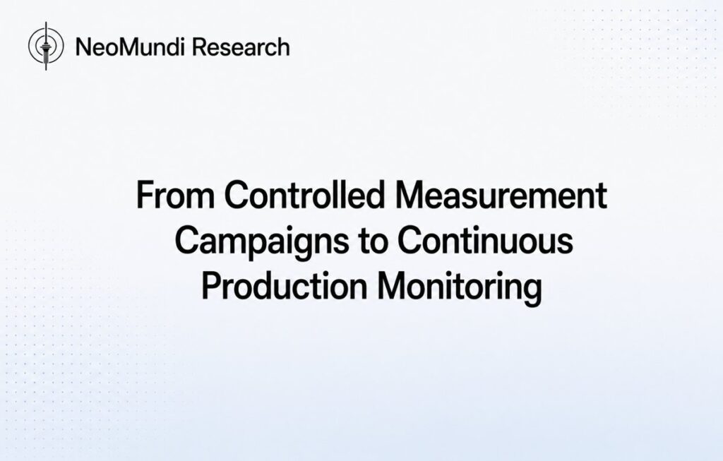 From Controlled Measurement Campaigns to Continuous Production Monitoring – AI Governance Reference by NeoMundi Research