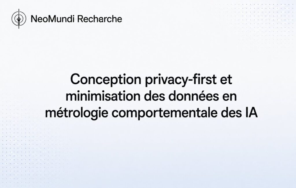 Conception privacy-first et minimisation des données en métrologie comportementale des IA – Référence Gouvernance IA par NeoMundi Recherche