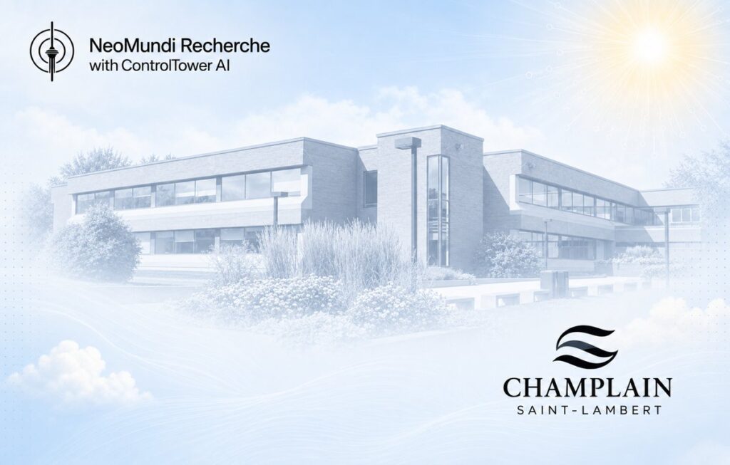 Students at Champlain College Saint-Lambert discovering NeoMundi’s AI Weather during an awareness session.
