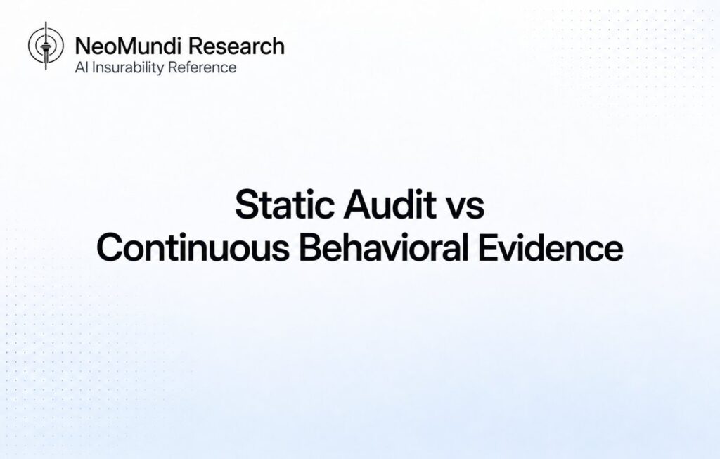 NeoMundi Research cover image for the reference article Static Audit vs Continuous Behavioral Evidence